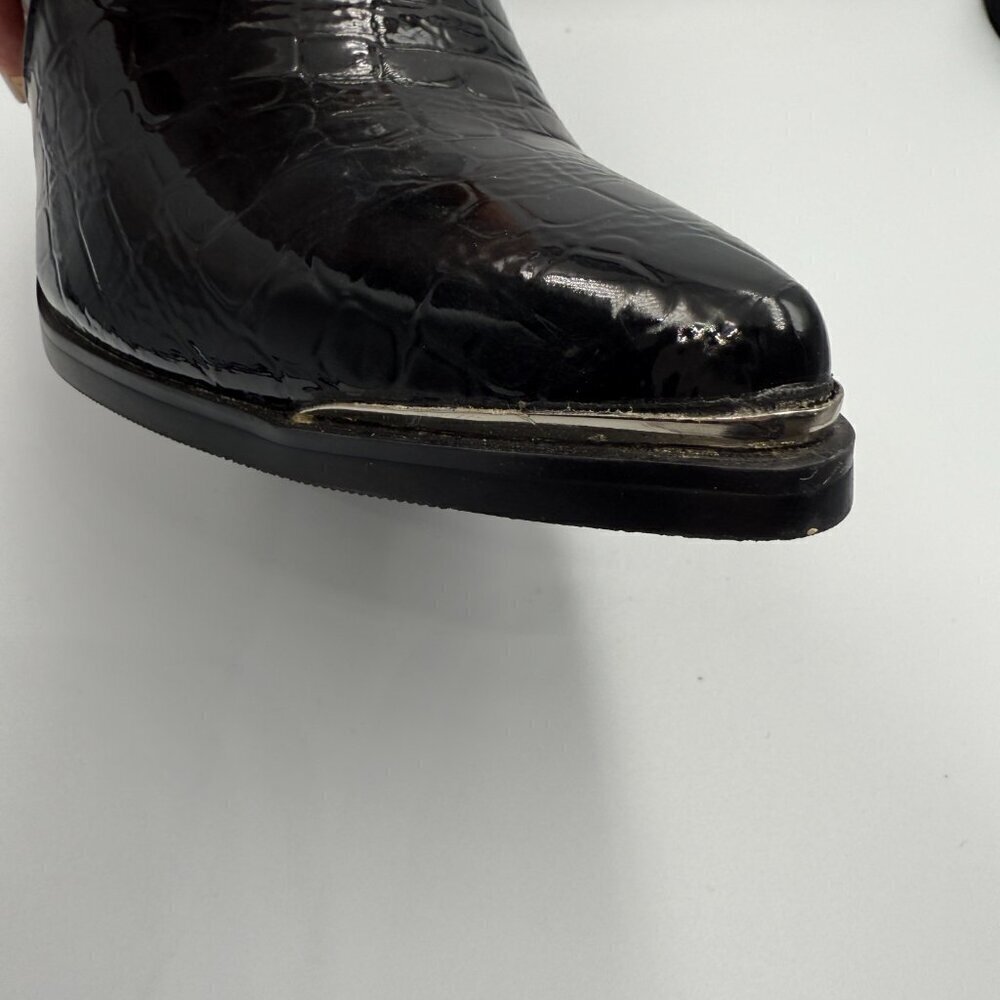 Azalea Wang Black Crocodile Katrina Ankle Bootie Pointed Toe Western New size 6 - Picture 4 of 10